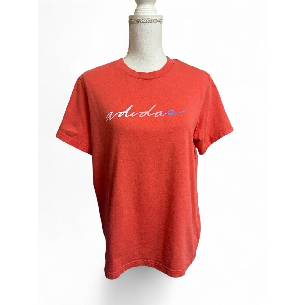 Adidas Women's L Coral Salmon Amplifier Tee T-Shirt Short Sleeve 100% Cotton
